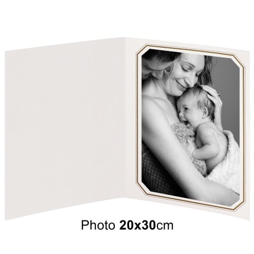 POINT DE REPERE - Chemise photo pour photo 20x30cm Collection OCTO : Liseré or 2 volets Lot de 25