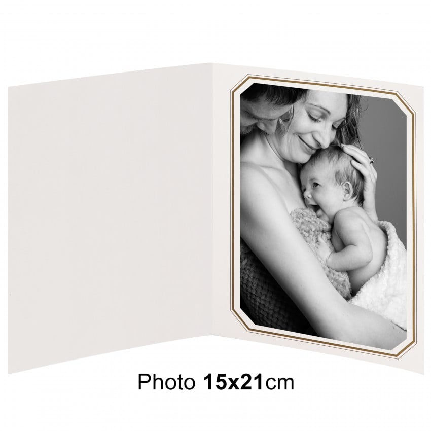 Chemise photo BESOIN & BARJON BESOIN BARJON Chemise  pour photo 15x21cm Collection OCTO : Liseré or 2 volets Lot de 100