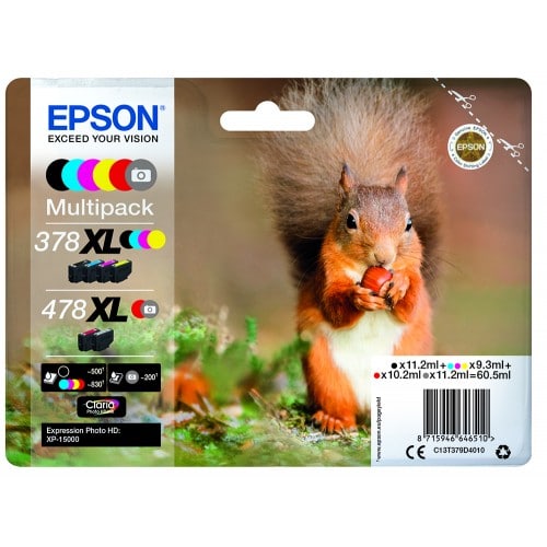 Epson cartouche Ecureuil 378XL/478XL  pack 6 couleurs pour XP-15000 *