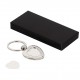 Porte-clefs TECHNOTAPE métal - Forme cœur + strass (livré avec boîte cadeau noire) - Dim. 23x21mm