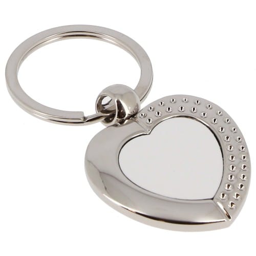 Porte-clefs métal - Forme cœur + strass (livré avec boîte cadeau noire) - Dim. 23x21mm