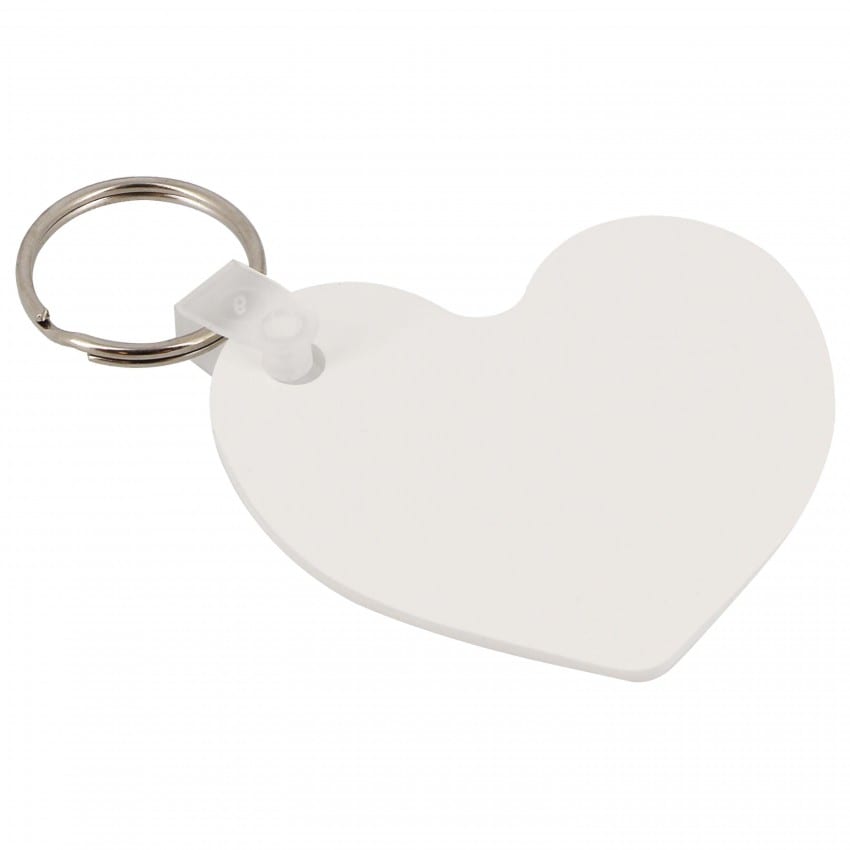 Porte-clefs UNISUB plastique - Forme cœur, recto-verso - Dim. 57,2x63,5mm (Ep. 2,29mm)