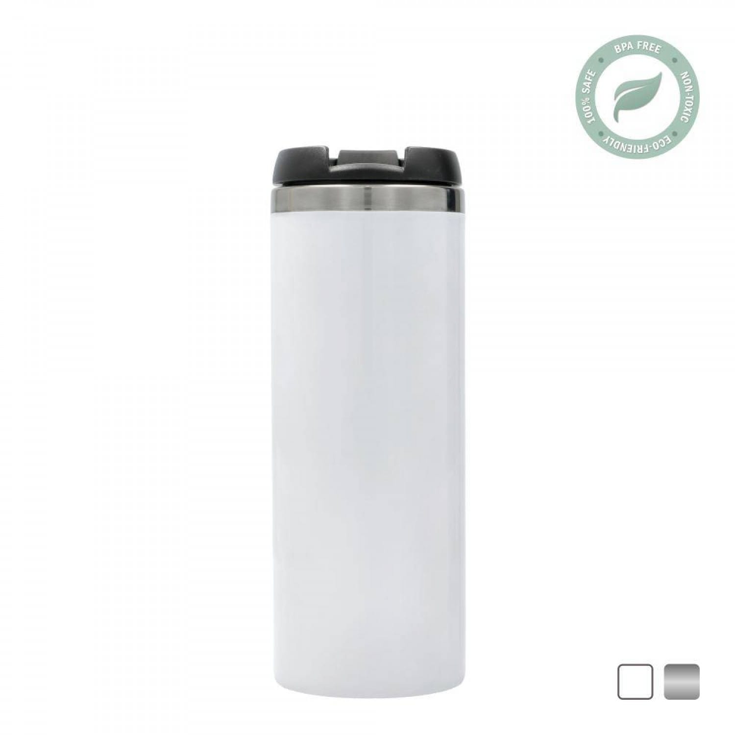 Mug en acier inoxydable TECHNOTAPE de voyage 450ml (15oz) Blanc