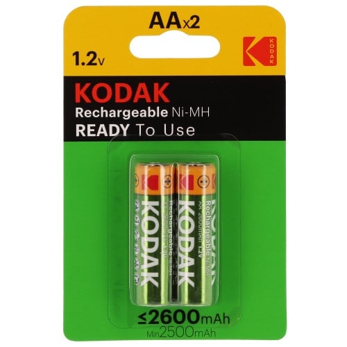 Piles rechargeables KODAK LR6 (AA) NiMH 2500mAh - Blister de 2 piles