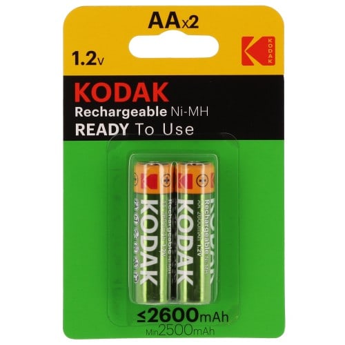 Piles rechargeables KODAK LR6 (AA) NiMH 2600mAh - Blister de 2 piles