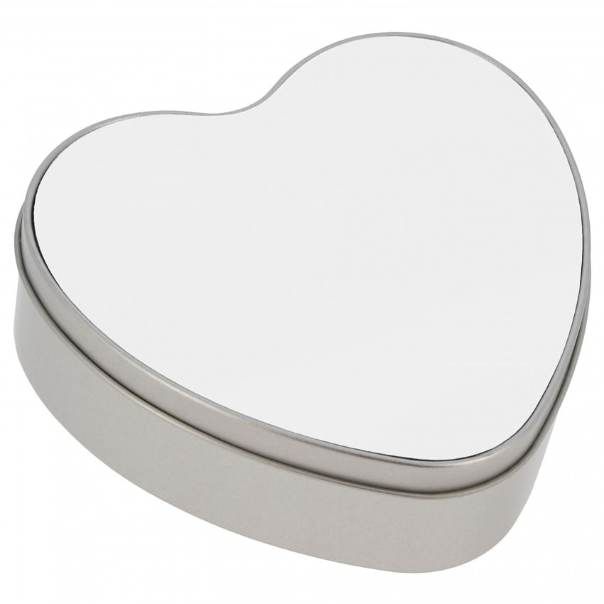 Boîte TECHNOTAPE forme cœur en étain - Dim. 130x150x50mm - Avec feuille aluminium
