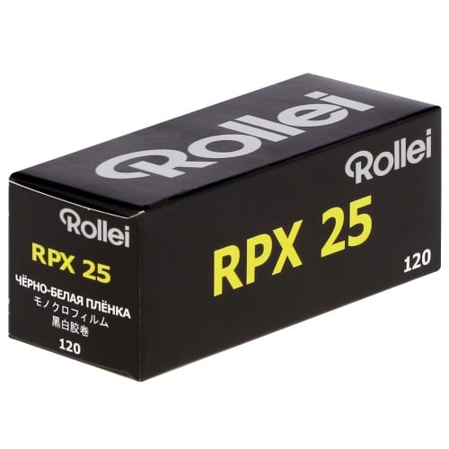 ROLLEI - Film noir et blanc RPX 25 Format 120 - Vendu par 10