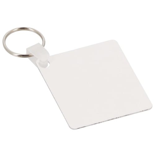 Porte-clefs plastique - Forme carré, recto-verso - Dim. 57,2x57,2mm (Ep. 2,29mm)