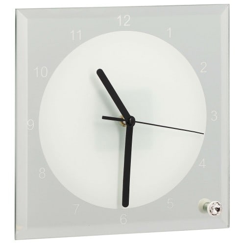 Horloge verre ronde 20cm - Aiguilles noires pour sublimation