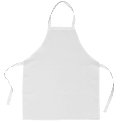 Tablier de cuisine blanc - 100% polyester sensation coton - Dim. 69x85cm