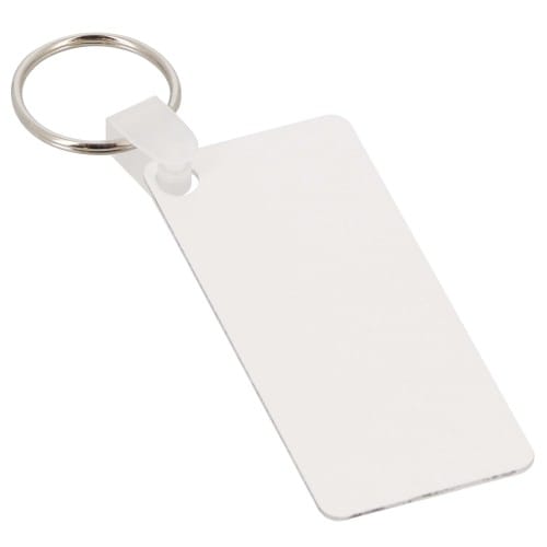 Porte-clefs plastique - Forme rectangle, recto-verso - Dim. 31,7x76,2mm (Ep. 2,29mm)