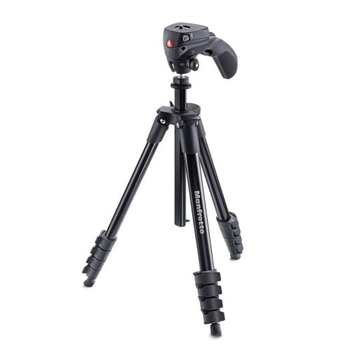 MANFROTTO - Trépied Kit Compact Action + Rotule hybride - Aluminium noir - 5 sections