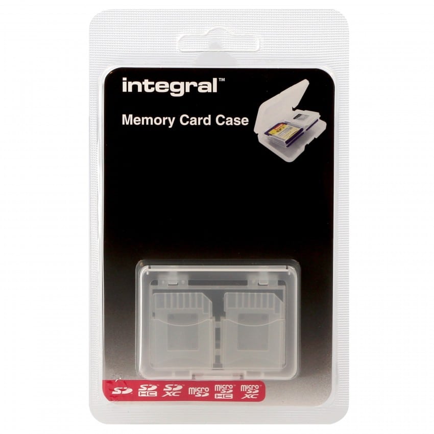 Boîtier de rangement carte INTEGRAL transparent - pour 4 SD ou 3 SD + 1 Micro SD ou 2 SD + 2 Micro SD
