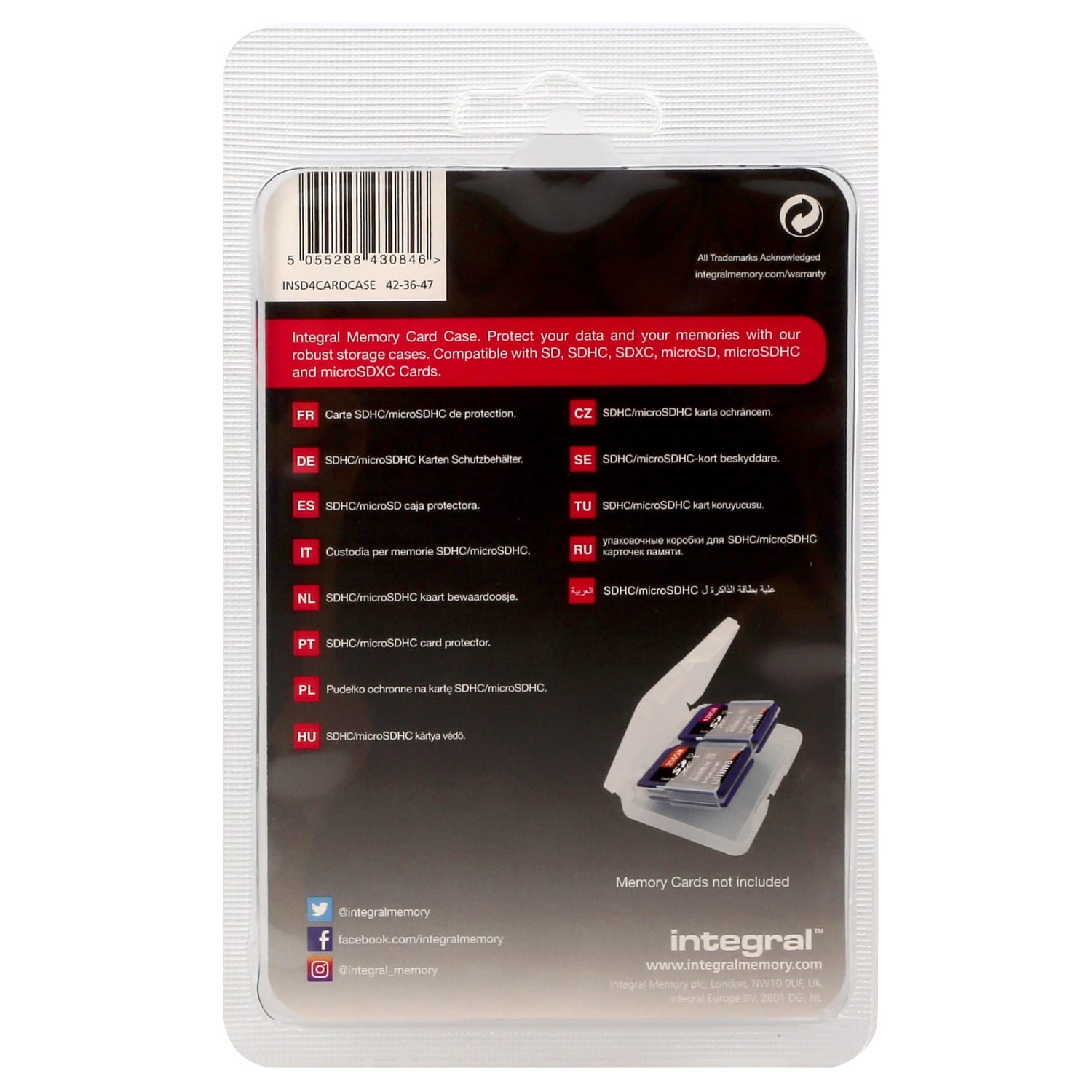 BOITE DE RANGEMENT POUR 4 CARTES MEMOIRES SD OU MICRO SD