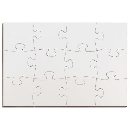 Puzzle rectangulaire - Bois - Finition brillante - Dim. 18x26cm - 12 pièces - Epaisseur 0,3cm - Vendu par 10