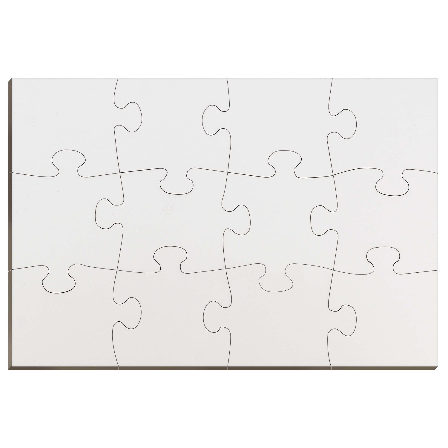 Puzzle TECHNOTAPE rectangulaire - Bois - Finition brillante - Dim. 18x26cm  - 12 pièces - Epaisseur 0,3cm