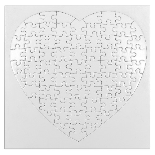 Puzzle en forme de cœur - Carton - Finition brillante - Dim. 19x19cm - 75 pièces