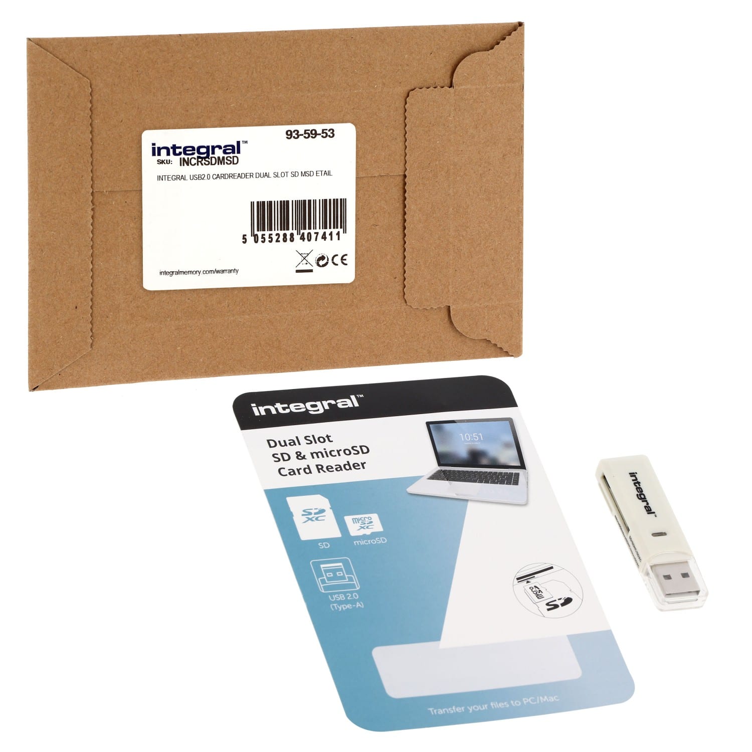 Lecteur carte mémoire INTEGRAL multi-cartes avec 2 slots supportant 6  formats USB 2.0