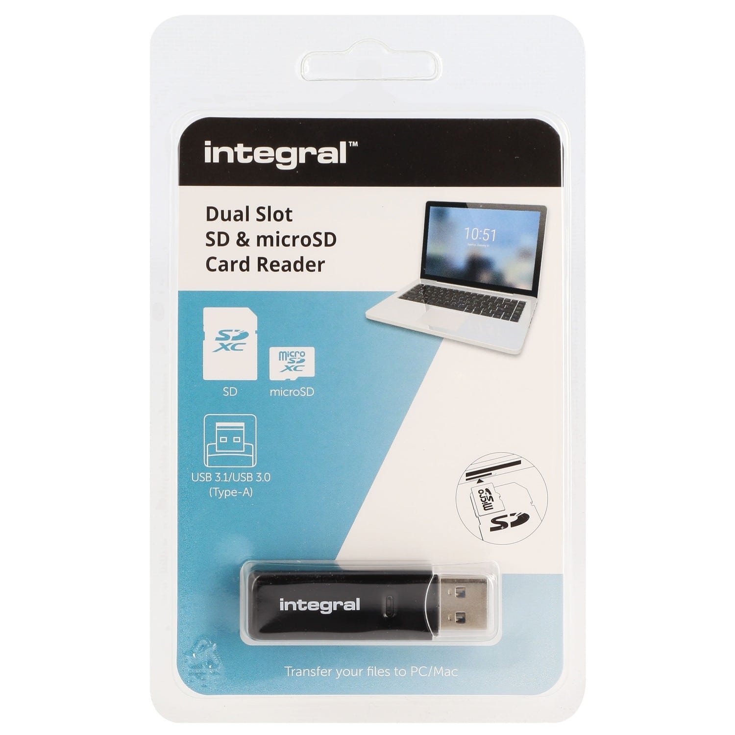 Informatique - LECTEUR/GRAVEUR EXTERNE LECTEUR DE CARTE INTEGRAL - LECTEUR  CARTE MEMOIRE USB2 SD, micro SD EXTERNE - L'impulsion