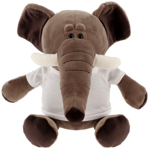 Peluche Eléphant + T-shirt blanc - Hauteur 23cm