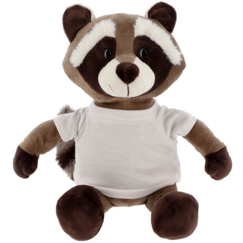 Peluche Raton-Laveur + T-shirt blanc - Hauteur 23cm