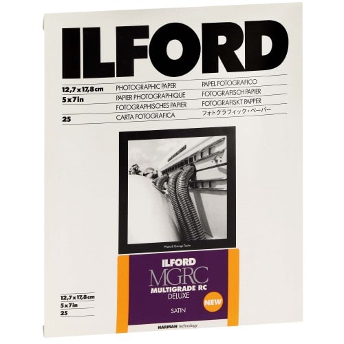 ILFORD - Papier argentique noir et blanc Multigrade MG V RC Satiné 25M (1180464) - 25 Feuilles - 12,7x17,8cm