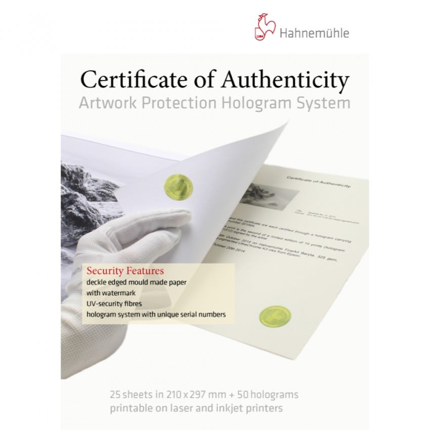 Hahnemühle Certificat d''authenticité A4 (25f.)