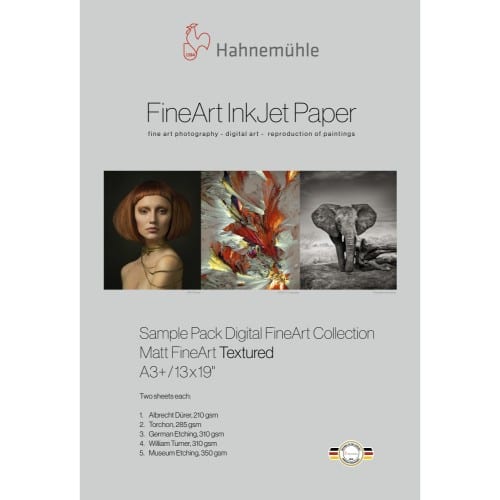 HAHNEMÜHLE - Papier jet d'encre - Sample Pack - Gamme FineArt Matt Textured - A3+ (5 x 2 feuilles)