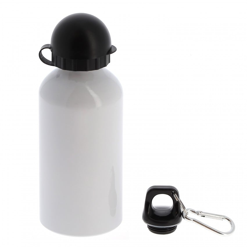 Gourde TECHNOTAPE aluminium blanche 500ml avec 2 bouchons