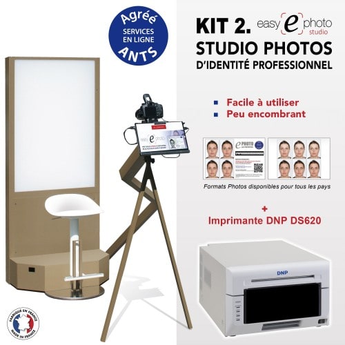 EASY E PHOTO - Kiosk photo identité EASY E PHOTO STUDIO - Kit 2 avec Imprimante DNP DS620