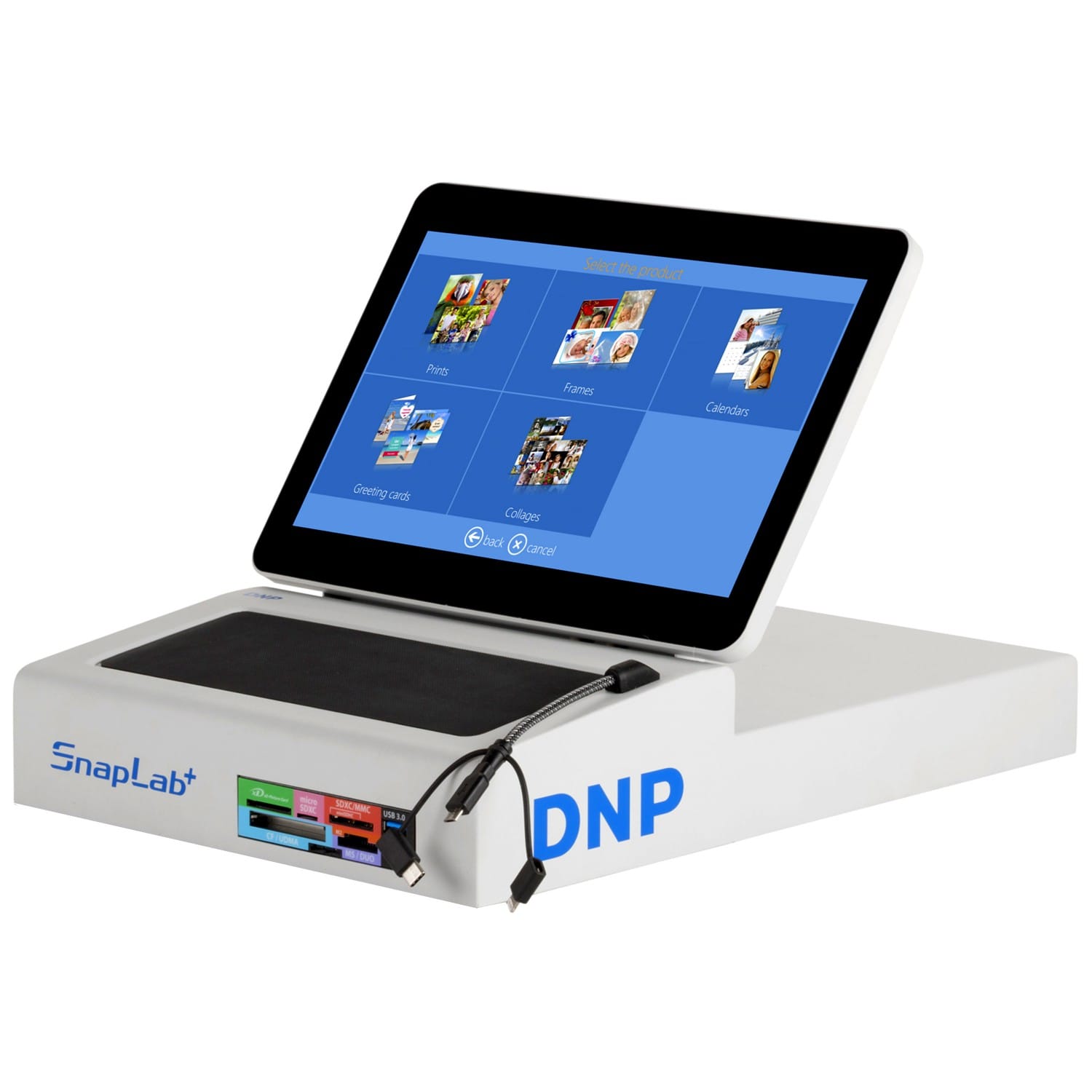 Borne (sans imprimante) DNP DT-T6 MINI - Nouvel écran LCD Multitouch 11,6  pouces - Lecteur Pro Multi cartes et USB - Connexion avec Android et iPhone