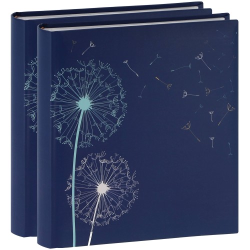 Album photo pochettes avec mémo NATURE - 100 pages blanches - 200 photos - Couverture Bleue - 24x24.8cm - Lot de 2 albums