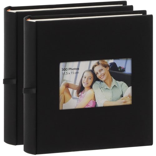 ERICA - Album photo pochettes avec mémo SQUARE - 150 pages blanches - 300 photos - Couverture Noire 23,5x25cm + fenêtre - Lot de 2 albums
