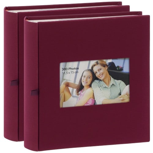 ERICA - Album photo pochettes avec mémo SQUARE - 150 pages blanches - 300 photos - Couverture Bordeaux 23,5x25cm + fenêtre - Lot de 2 albums