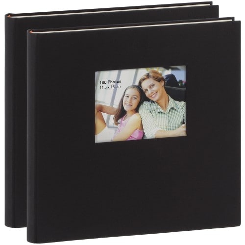 ERICA - Album photo adhésif SQUARE - 60 pages blanches - 300 photos - Couverture Noire 34x33cm + fenêtre - Lot de 2 albums