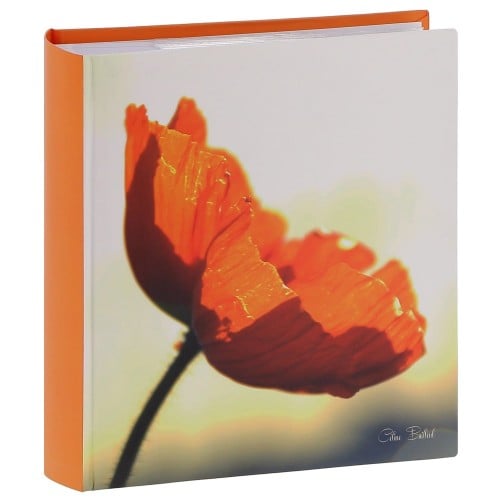 ERICA - Album photo pochettes avec mémo FLORALINE - 150 pages blanches - 300 photos - Couverture Orange Coquelicot 22,5x25cm