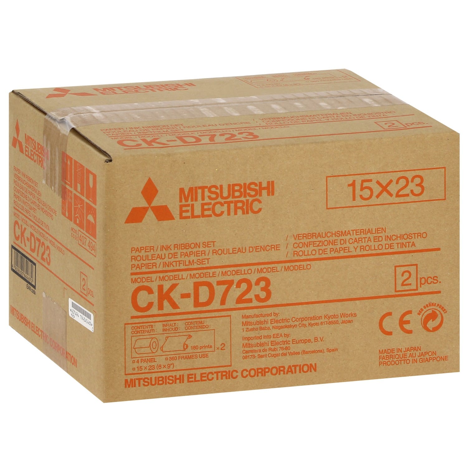 Consommable thermique MITSUBISHI CK-D723 pour CP-D70DW-S / CP-D707DW-S / CP-D90DW-P - 360 tirages 15x23cm