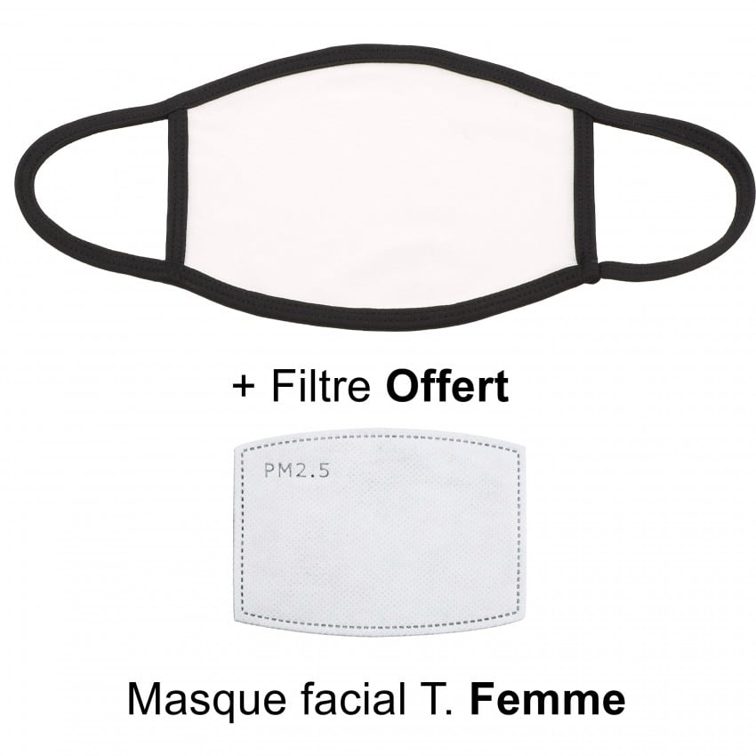 Pack Masque facial Femme pour sublimation + 1 filtre H/F offert