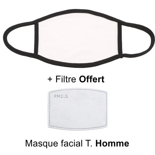 Pack Masque facial Homme pour sublimation + 1 filtre H/F offert