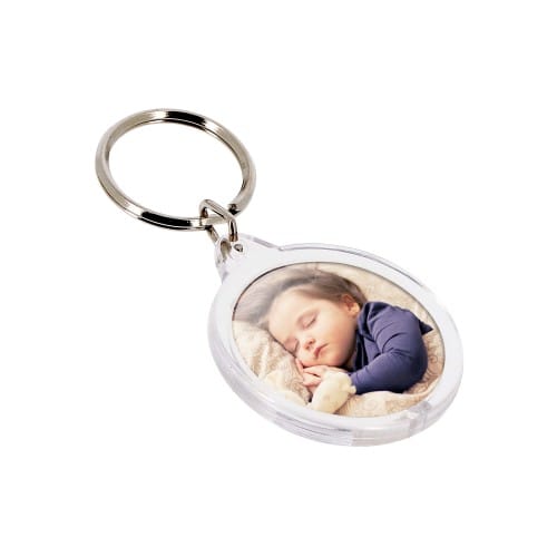 DEKNUDT - Porte-clef photo rond plexi - pour photo 3,3x3,3cm - livré en sachet transparent individuel