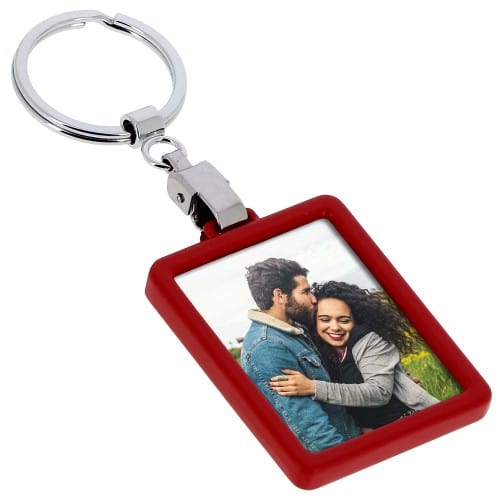 DEKNUDT - Porte-clef photo rectangle - Métal Rouge - Pour photo 3,5x4,5cm - livré en sachet transparent individuel