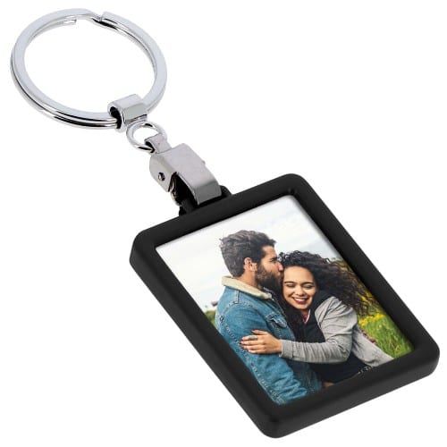 DEKNUDT - Porte-clef photo rectangle - Métal Noir - Pour photo 3,5x4,5cm - livré en sachet transparent individuel