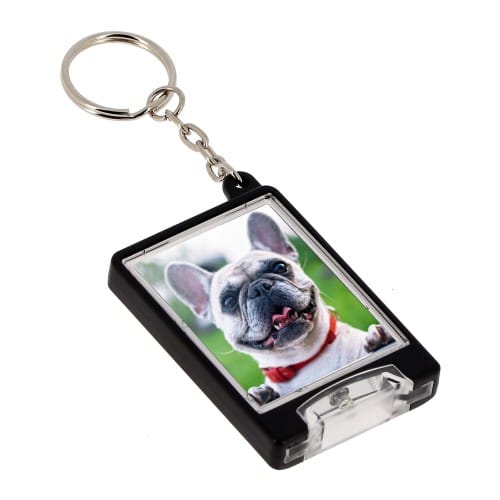 DEKNUDT - Porte-clef photo + lampe LED - Plexi - Pour photo 3,5x4,5cm - livré en sachet transparent individuel