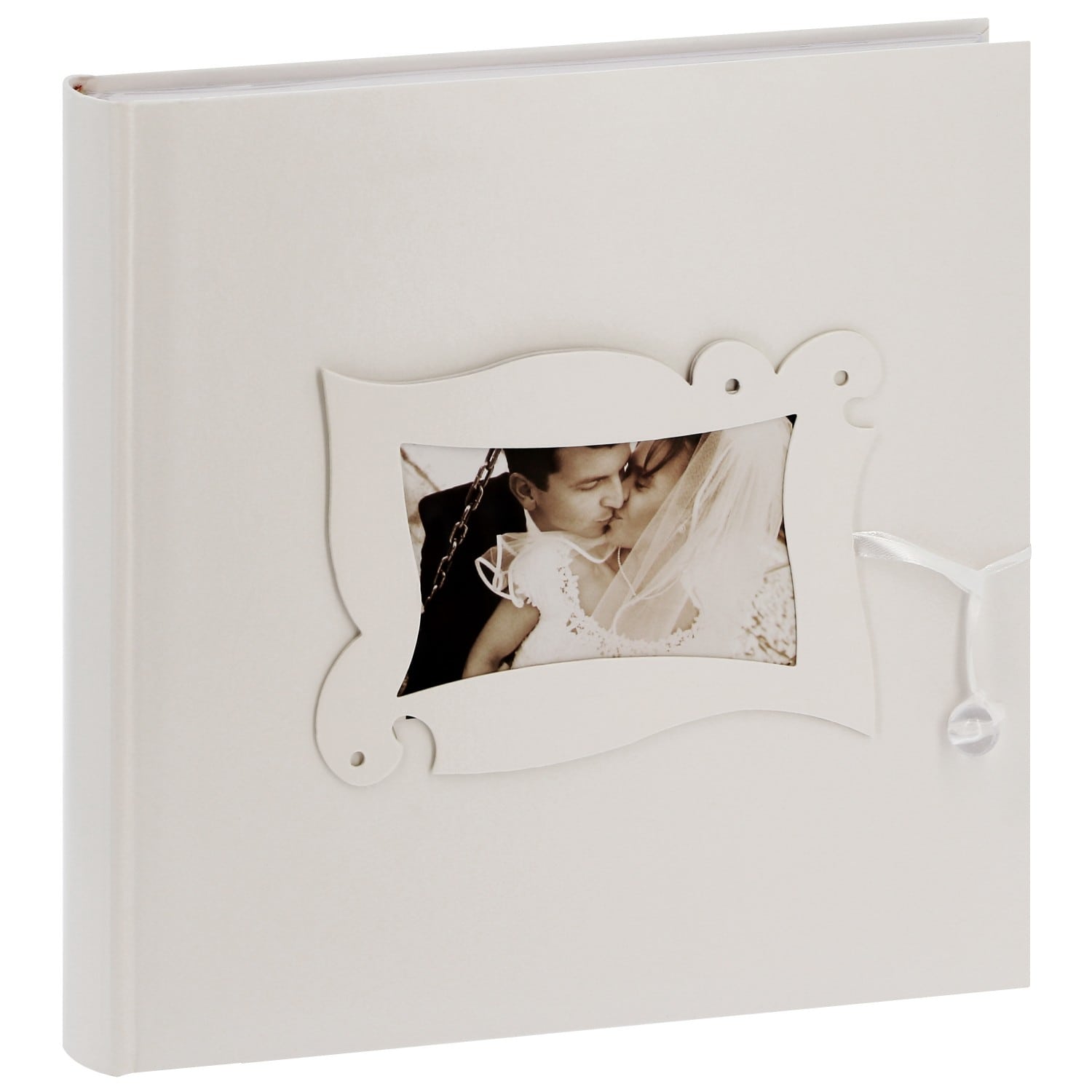 Album photo PANODIA traditionnel WEDDING - 100 pages ivoires + feuillets  cristal - 600 photos - Couverture Blanche Irisée 33x37,5cm