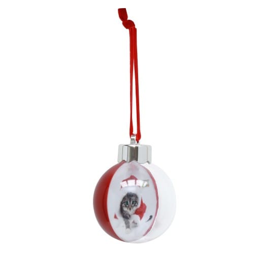 DEKNUDT - Boule de Noël rouge  - Diamètre 10cm - Pour photo 7,6x7,6cm