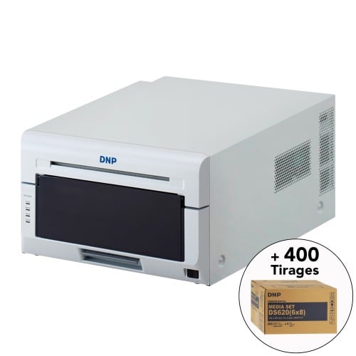 DNP - Kit imprimante thermique DNP DS620 + 1 carton de consommables pour 400 tirages 15x20cm ou 800 tirages 10x15cm (DSP6201520)