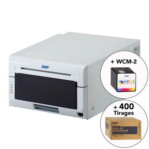 DNP - Kit imprimante thermique DNP DS620 + 1 carton de consommables pour 400 tirages 15x20cm ou 800 tirages 10x15 cm (DSP6201520) + Module WiFi WCM-2