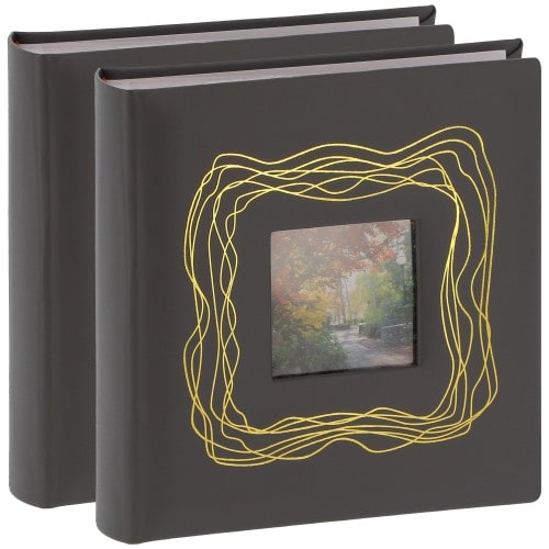 ERICA - Album photo pochettes avec mémo HARMONIE - 100 pages blanches - 200 photos - Couverture Gris Foncé 20,5x22cm + fenêtre (Lot de 2)