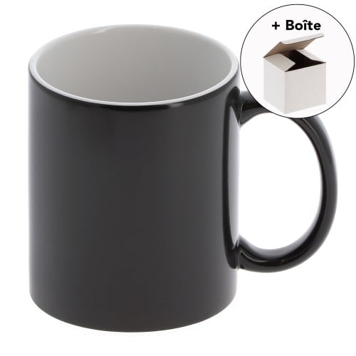 Mug céramique MB TECH Pack mug Magique noir mat pour sublimation - 330ml +  boîte en carton