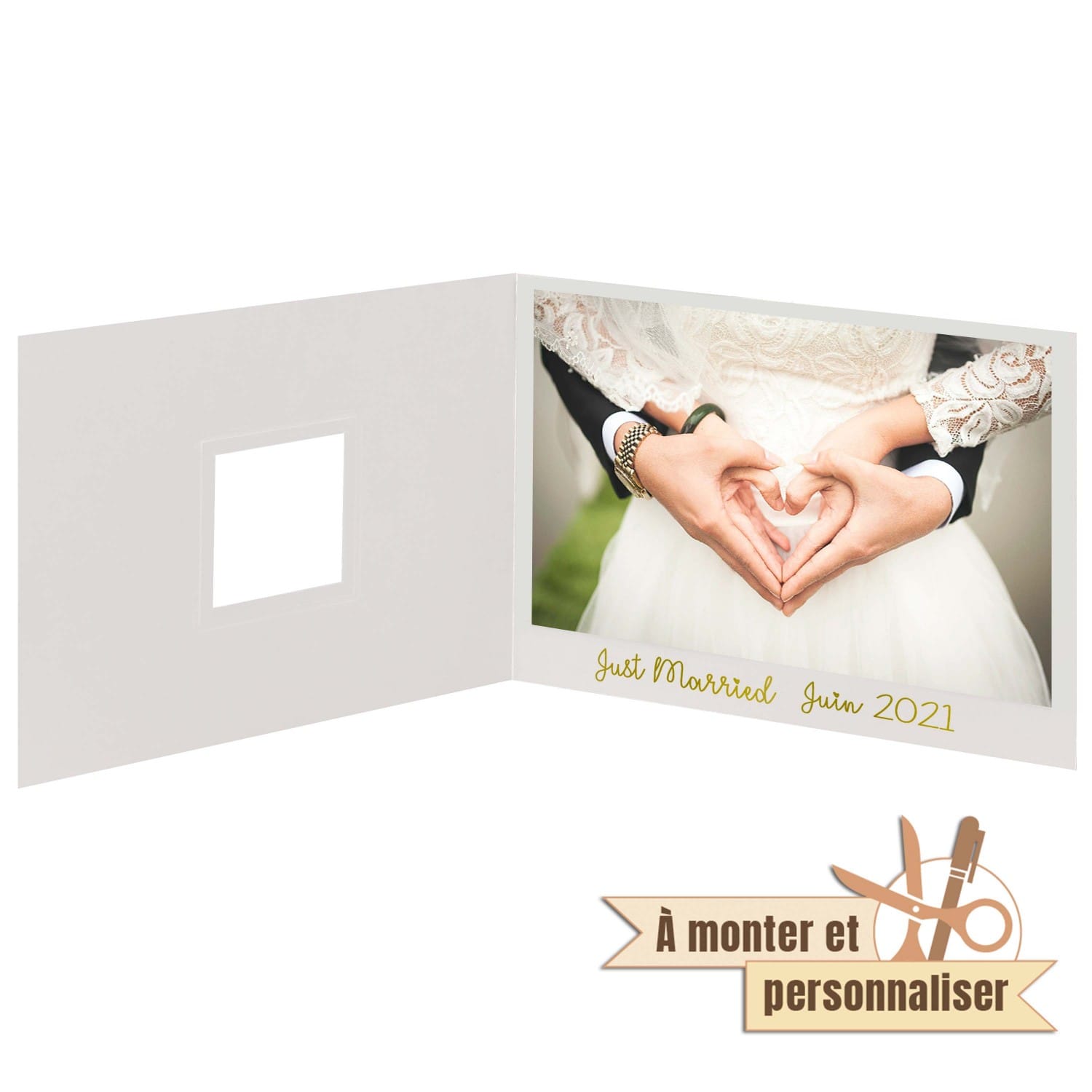 Faire-Part mariage transparent - Enveloppe personnalisée noir et or